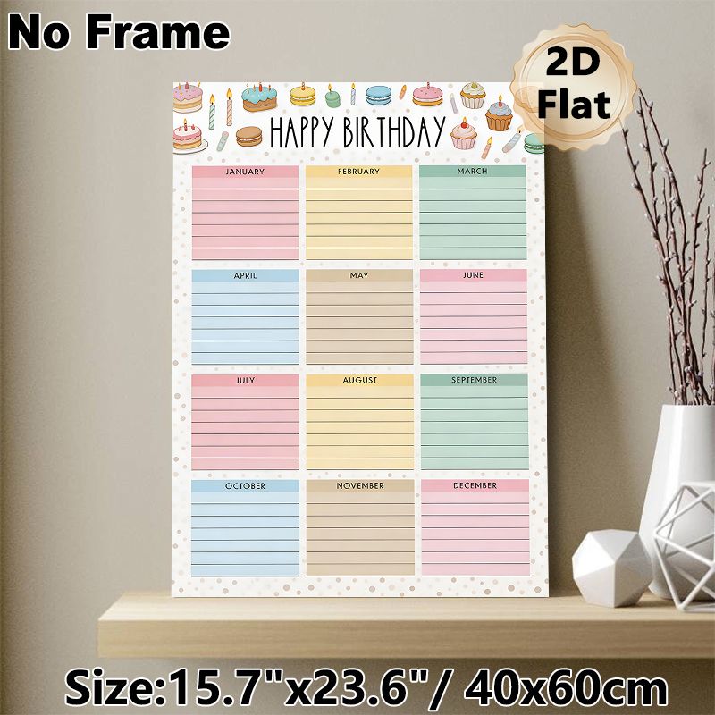 Birthday Tracker Painting Poster, Pastel-colored Dessert-themed Poster, Practical Birthday Record Planner Ideal For Home, Office And Shared Spaces_maomaolike.com