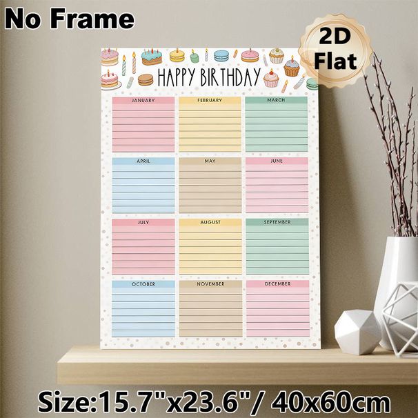 Birthday Tracker Painting Poster, Pastel-colored Dessert-themed Poster, Practical Birthday Record Planner Ideal For Home, Office And Shared Spaces_maomaolike.com