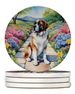 Saint Bernard Spring Path Large Sandstone Coasters Pack Of 4 Absorbent Round Coasters Decor Gifts For Men Or Women, 4 In, Multicolor_maomaolike.com