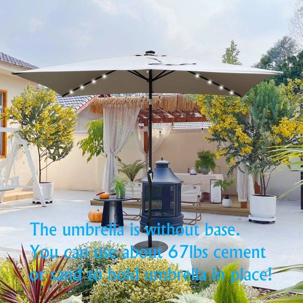 10 X 6.5Ft Rectangular Patio Solar LED Lighted Outdoor Market Umbrellas With Crank And Push Button Tilt For Garden Shade Swimming Pool_maomaolike.com