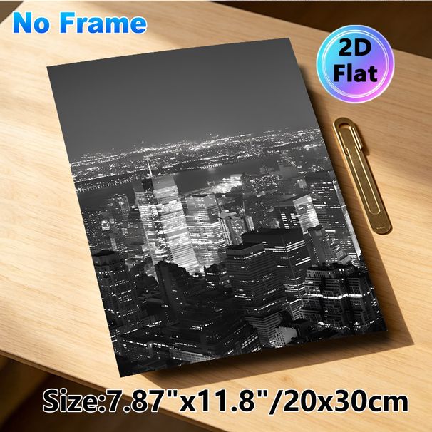 Night City Skyline Painting Poster, Monochrome Sleek Urban Night Scene Poster, Minimalist Sophisticated Wall Decor Ideal For Living Room, Office_maomaolike.com