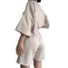 Women's casual suits for women half-sleeved round neck loose short-sleeved drawstring shorts two-piece suit_maomaolike.com