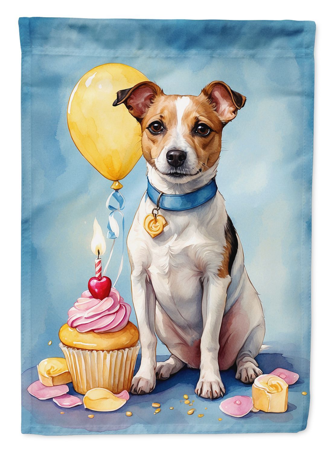 Jack Russell Terrier Happy Birthday House Flag Large Porch Sleeve Pole Decorative Outside Yard Banner Artwork Wall Hanging, Polyester, House Size, Multicolor_maomaolike.com