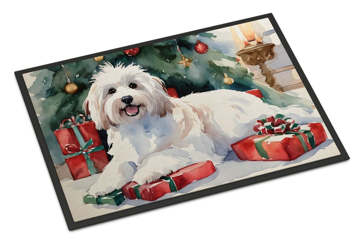Coton De Tulear Cozy Christmas Doormat Front Door Mat Indoor Outdoor Rugs For Entryway, Non Slip Washable Low Pile, 24H X 36W_maomaolike.com