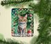 Pixie Bob Cat By The Christmas Tree Porcelain Ornament Christmas Tree Hanging Decorations For Home Christmas Holiday, Rectangle, Gift, Multicolor_maomaolike.com