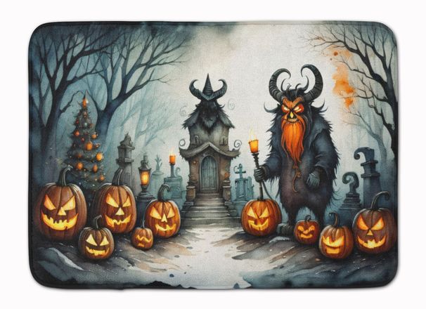 Krampus The Christmas Demon Spooky Halloween Memory Foam Kitchen Mat Machine Washable Anti-Fatigue Mat Cushion Comfort Bath Mat Or Kitchen Rug_maomaolike.com