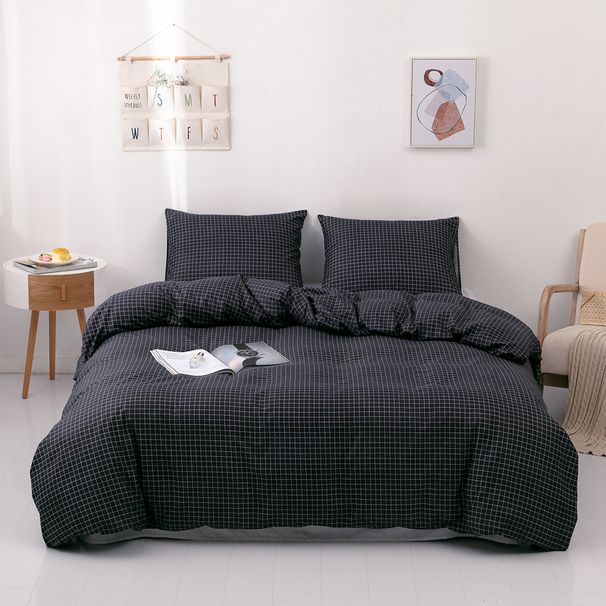 Three Piece Set Brushed Printed Quilt Set Duvet Bedding_maomaolike.com