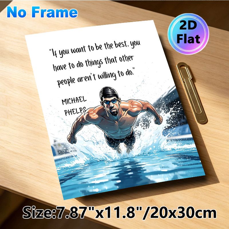 Swimming Motivational Quote Painting Poster, Vibrant Comic-style Dynamic Swimmer Splashing In Pool Poster, Inspirational Quote To Boost Motivation For_maomaolike.com