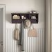 White Entryway Wall Mounted Coat Rack With 4 Dual Hooks Living Room Wooden Storage Shelf_maomaolike.com
