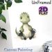 Cute Baby Dinosaur Painting Poster, Soft Watercolor Style Green Dinosaur With Footprint Accents Poster, Warm Whimsical Decor For Bedroom & Living Room_maomaolike.com