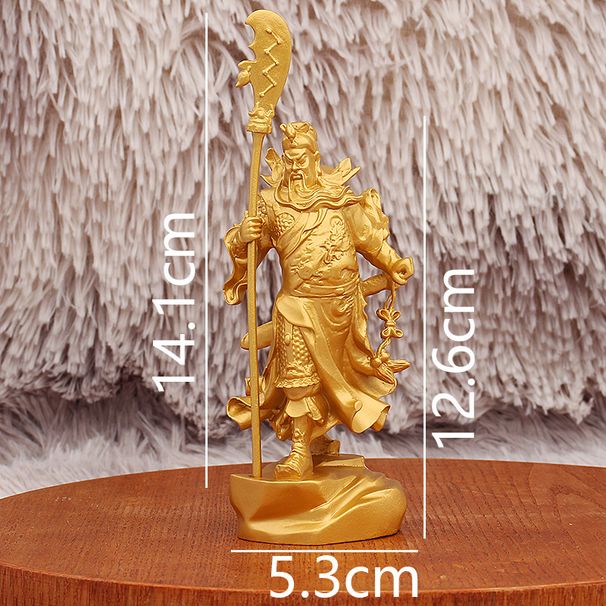 gold God Of Wealth Exquisite Carving Office Decoration Alloy Figurine Indoor Metal Craft Guan Gong_maomaolike.com