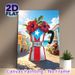 Puerto Rican Themed Painting Poster, Vibrant Tropical Moka Pot With Hibiscus & Coastal Town Poster, Cultural Decorative Piece Suitable For Café_maomaolike.com