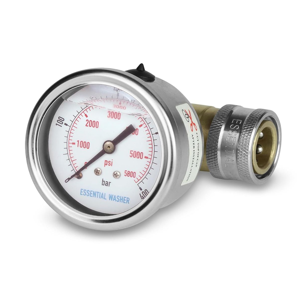 ESSENTIAL WASHER Pressure Washer Gauge Kit 5800 PSI Back Mount With 3/8 Inch Quick Connect And Plug_maomaolike.com