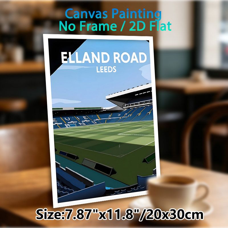 Elland Road Football Stadium Painting Poster, Sleek Flat-graphic Style Poster, Captivating Football Stadium Scene, Sports-themed Wall Decor Suitable_maomaolike.com