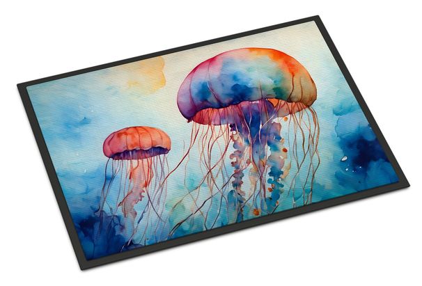 Jellyfish Doormat Front Door Mat Indoor Outdoor Rugs For Entryway, Non Slip Washable Low Pile, 24H X 36W_maomaolike.com