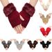 Unisex Short woolly gloves knitted wool warm fingertip half-finger gloves sleeves_maomaolike.com
