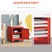 Industrial End Table, Living Room Side Table With Locker-Style Door And Adjustable Shelf, Red_maomaolike.com