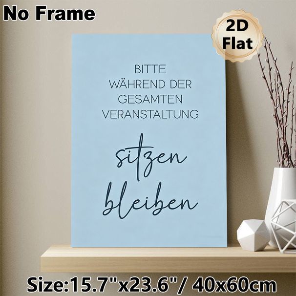 German Event Seated Reminder Painting Poster, Minimalist Light Blue Typographic Poster, Clear Event Notice For Event Venues, Auditoriums_maomaolike.com