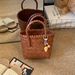 Vintage Woven Handbag, Small Tote Large Capacity, Simple Imitation Rattan Basket Bag, Korean-style Casual Straw Bag_maomaolike.com