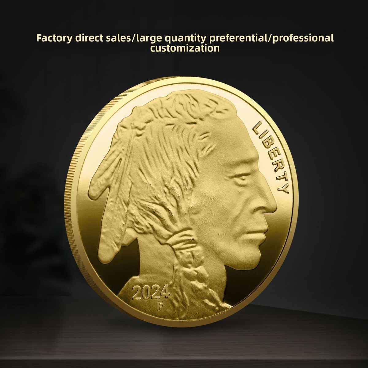 2024 U.S. Bison Gold And Silver Custom Cross-Border Medals, Buffalo City Old Man Head Commemorative Coins, Promotional_maomaolike.com