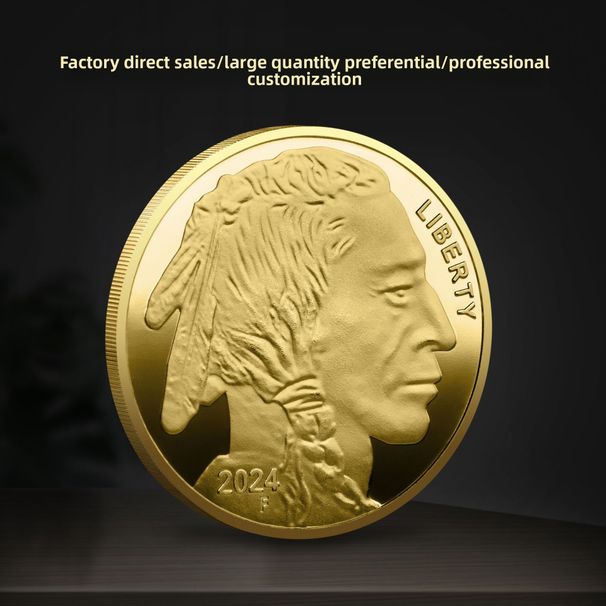 2024 U.S. Bison Gold And Silver Custom Cross-Border Medals, Buffalo City Old Man Head Commemorative Coins, Promotional_maomaolike.com