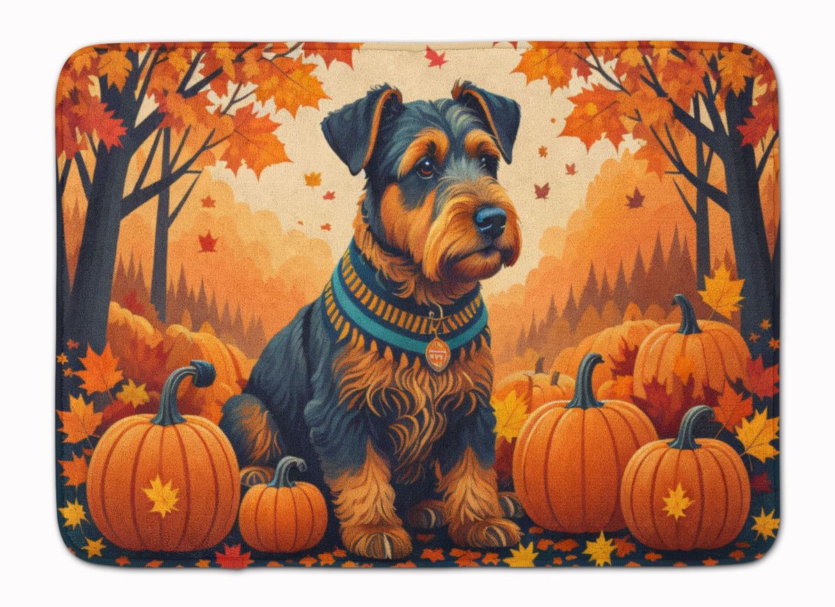 Airedale Terrier Fall Memory Foam Kitchen Mat Machine Washable Anti-Fatigue Mat Cushion Comfort Bath Mat Or Kitchen Rug_maomaolike.com