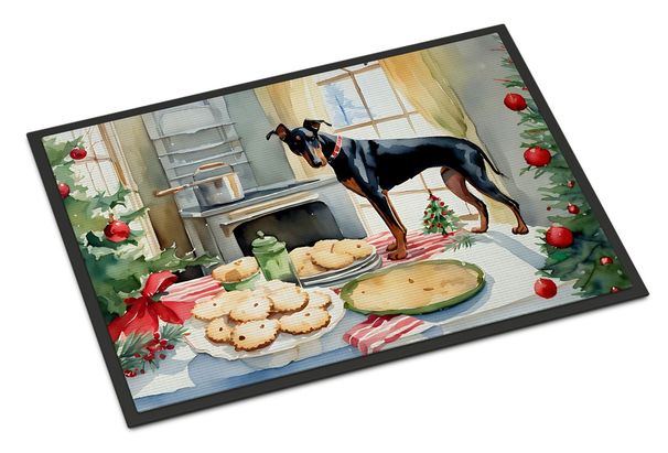 Doberman Pinscher Christmas Cookies Doormat Front Door Mat Indoor Outdoor Rugs For Entryway, Non Slip Washable Low Pile, 24H X 36W_maomaolike.com