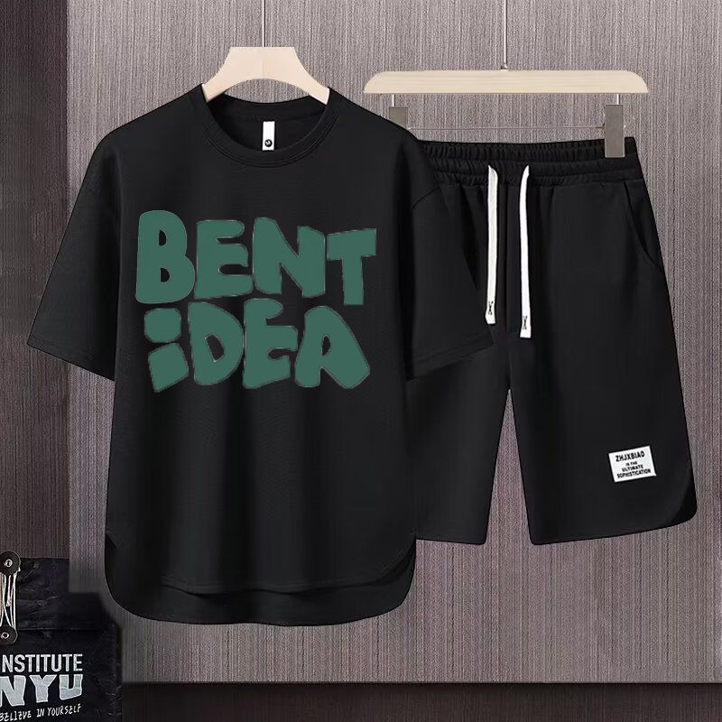 Men's Clothing 2024 Waffle Casual Summer Suit Men's Loose Teen Short sleeved T shirt Shorts Handsome Two piece Suit_maomaolike.com