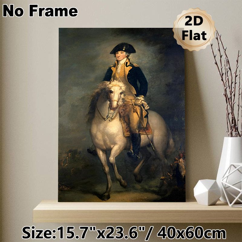 Vintage Military Officer On Horseback Classic Portrait Painting Poster, Realistic Dim-toned Historical Figure Poster, Elegant Classic Art Piece Ideal_maomaolike.com