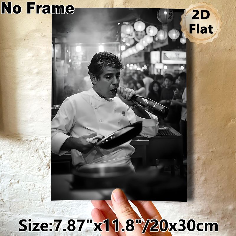 Chef Themed Painting Poster, Monochrome Lively Culinary Scene Poster, Captivating Candid Chef Moment, Ideal Decor For Restaurant, Kitchen & Dining_maomaolike.com