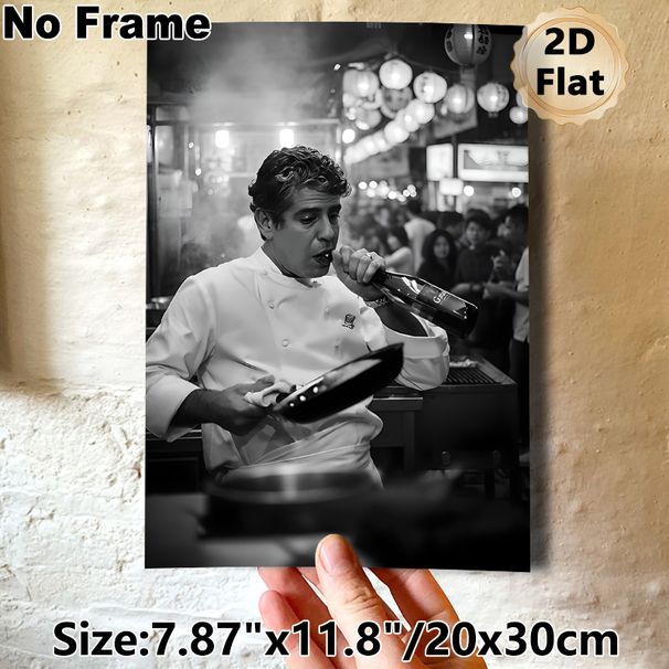 Chef Themed Painting Poster, Monochrome Lively Culinary Scene Poster, Captivating Candid Chef Moment, Ideal Decor For Restaurant, Kitchen & Dining_maomaolike.com