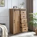 5 Drawers Dresser W/Sliding Barn Door, Farmhouse Modern Tall Dresser 5 Chest Of Drawers, Storage Organizer Dresser For Bedroom, Hallway, Living Room, Kids Room WHITE_maomaolike.com