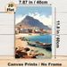 Cape Verde Coastal Village Painting Poster, Warm-toned Illustrative Seaside Scene Poster, Peaceful Coastal View With Fishing Boats And Mountain, Ideal_maomaolike.com