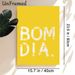 Bom Dia Typography Painting Poster, Vibrant Yellow Brushstroke Style Poster, Warm Positive Message Wall Decor Ideal For Living Room, Kitchen_maomaolike.com
