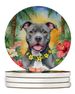 Pit Bull Terrier Luau Large Sandstone Coasters Pack Of 4 Absorbent Round Coasters Decor Gifts For Men Or Women, 4 In, Multicolor_maomaolike.com