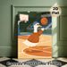 Basketball Duck Painting Poster, Cute Cartoon Style Poster, Vibrant Playful Design With A Cool Duck Playing Basketball On Court, Ideal For Game Room_maomaolike.com