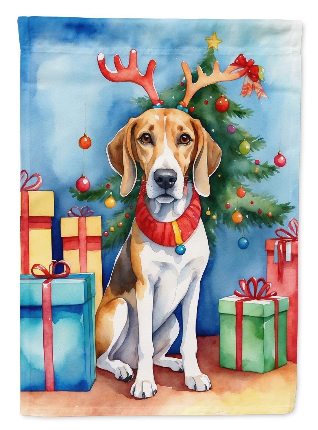 American Foxhound Christmas Reindeer Garden Flag Mailbox Flag Decorative Yard Flag Banner Outside Patio Artwork Yard Flower Beds, Garden Size, Multicolor_maomaolike.com