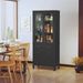 Kitchen Pantry Cabinet, Freestanding Tall Storage Cabinet, Utility Cupboard, Pantry Cabinet With Tempered Glass Doors And Adjustable Shelves For Kitchen, Living Room, Dining Room_maomaolike.com