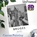 Bruges Belgium Canal Painting Poster, Monochrome Vintage European Waterscape Poster, Tranquil Riverside Town Decor Ideal For Living Room, Bedroom And_maomaolike.com