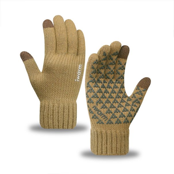 Warm alpaca men's winter wool gloves with thick knit touch screen gloves_maomaolike.com