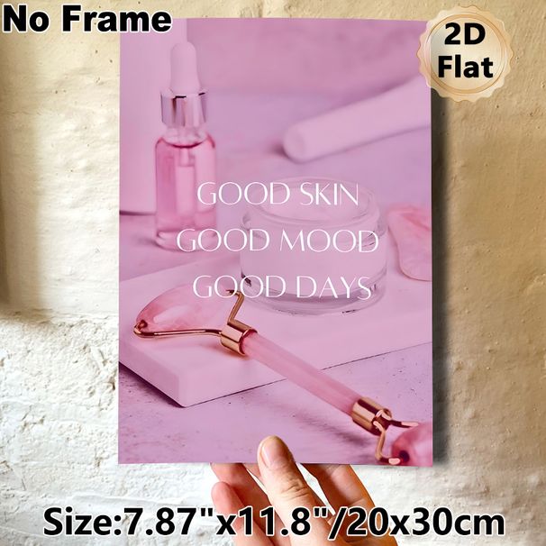 Skincare Motivational Painting Poster, Soft Pink-hued Skincare Still Life Poster, Inspirational Quote Decor Ideal For Bathroom, Spa Room And Vanity_maomaolike.com