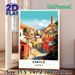 Kabylie Algeria Village Travel Painting Poster, Vibrant Retro Sunlit Hillside Village Scene Poster, Warm Travel-themed Decor Ideal For Living Room_maomaolike.com