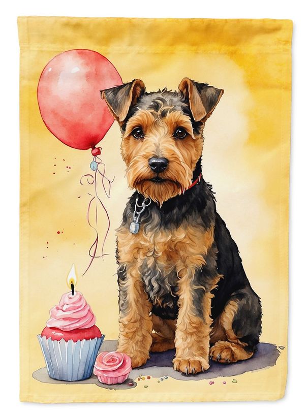 Welsh Terrier Happy Birthday House Flag Large Porch Sleeve Pole Decorative Outside Yard Banner Artwork Wall Hanging, Polyester, House Size, Multicolor_maomaolike.com