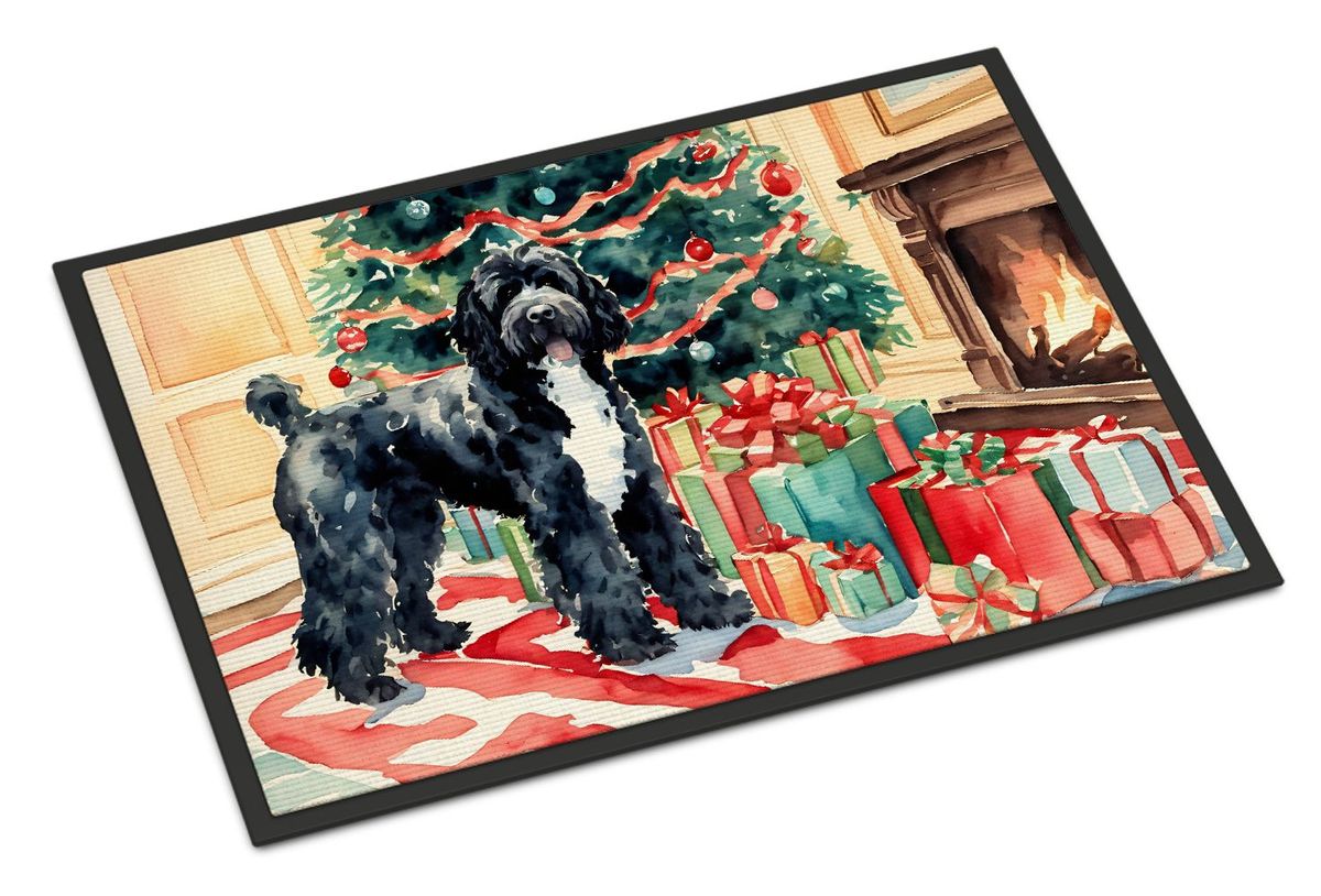 Portuguese Water Dog Cozy Christmas Doormat Front Door Mat Indoor Outdoor Rugs For Entryway, Non Slip Washable Low Pile, 24H X 36W_maomaolike.com