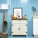 Modern Farmhouse Sideboard With Storage, Buffet Cabinet With 2 Barn Doors And Drawer_maomaolike.com