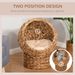 PawHut Handwoven Elevated Cat Bed With Soft Cushion & Cat Egg Chair Shape, Cat Basket Bed Kitty House With Stand, Raised Wicker Cat Bed For Indoor Cats, 23.5" H, Brown_maomaolike.com