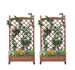 Raised Garden Bed With Trellis 2 Pack, Outdoor Wooden Planter Box & Plant Stand With Climbing Racks_maomaolike.com