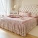 Thickened Warm Milk Velvet Quilted Skirt Single Piece Coral Fleece Bed Cover Three-Piece Set Non-Slip Winter Princess Style_maomaolike.com