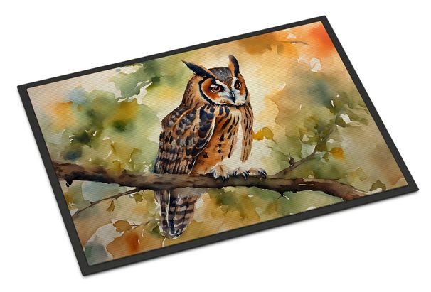 Long-Eared Owl Doormat Front Door Mat Indoor Outdoor Rugs For Entryway, Non Slip Washable Low Pile, 24H X 36W_maomaolike.com