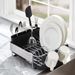 KitchenAid Compact, Space Saving Rust Resistant Dish Rack With Removable Flatware Caddy And Angled Self Draining Drainboard, 16.06-Inch, Black_maomaolike.com